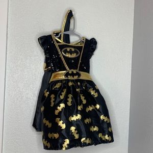 Batman Batgirl costume sequined dress with belt and cape